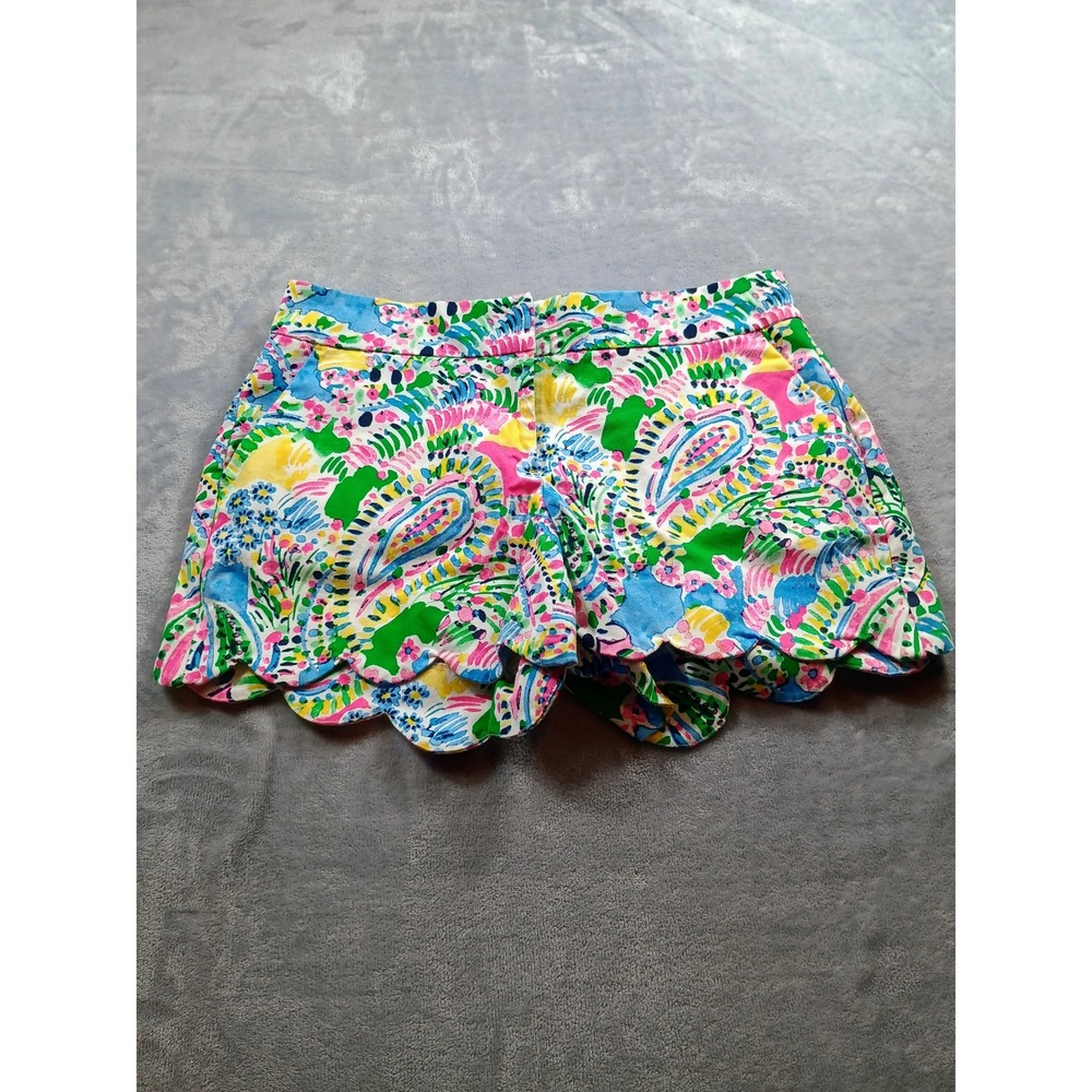 Crown & Ivy Women Shelby Paisley Scalloped Shorts Multi 6‎ Preppy Stretch